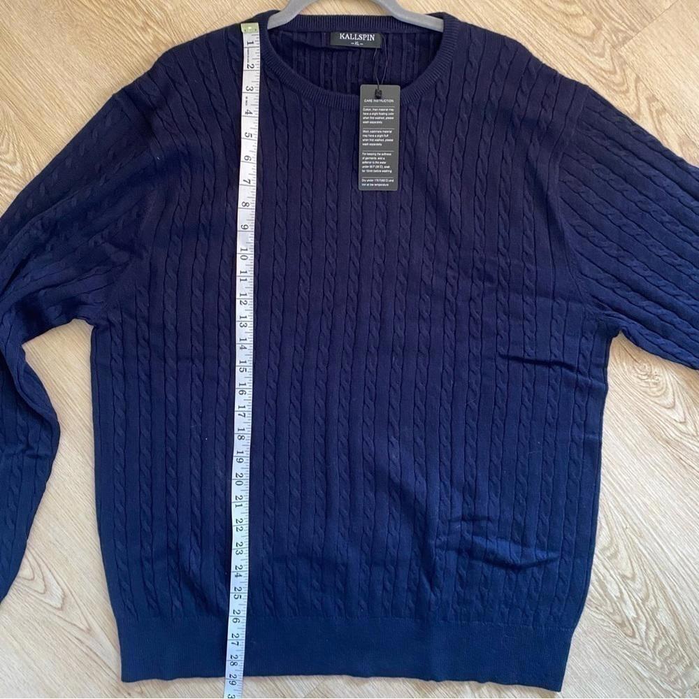 Cashmere Wool Cable Knit Sweater XL Navy Quiet Luxury Old Money Preppy - Picture 6 of 10
